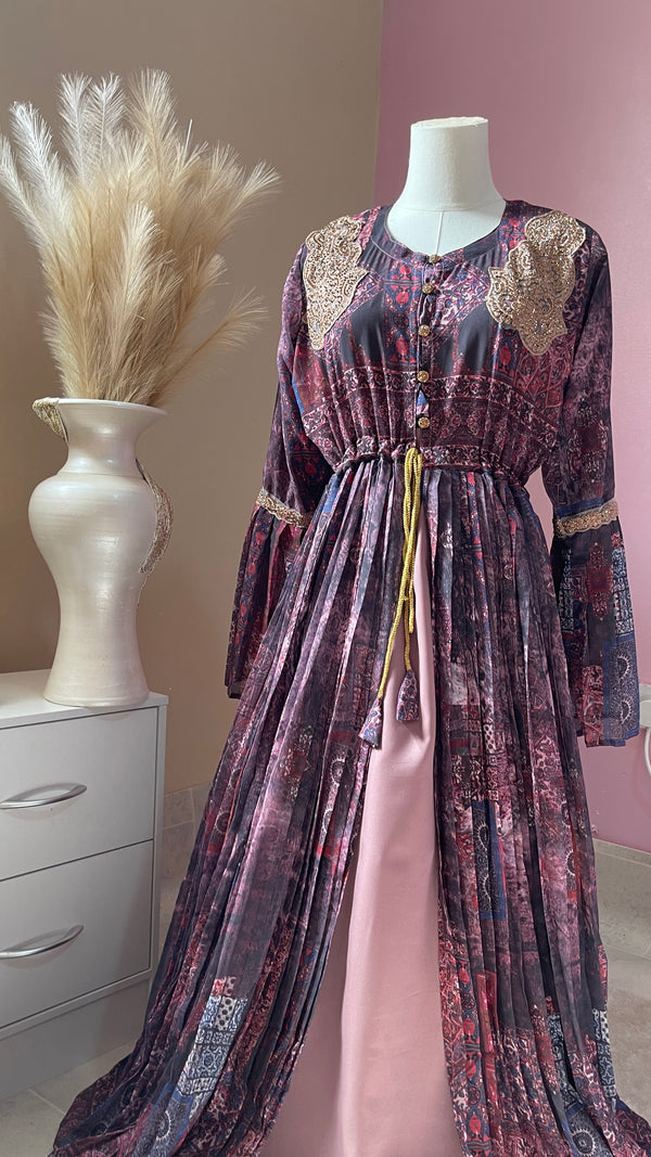 Pink Printed Elegant Abaya