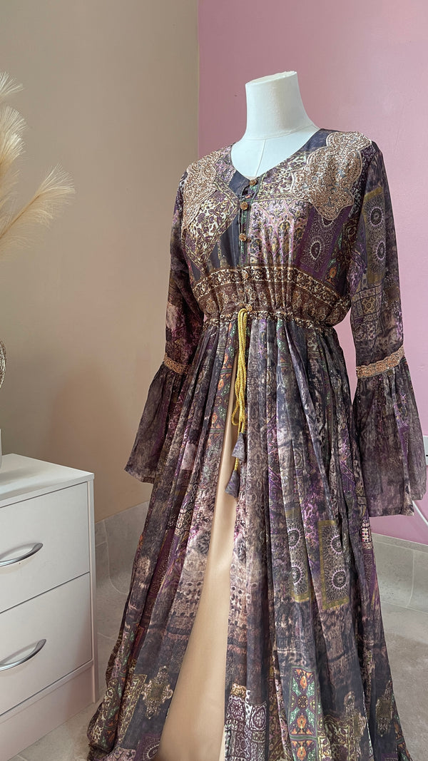 Printed Purple Elegant Abaya