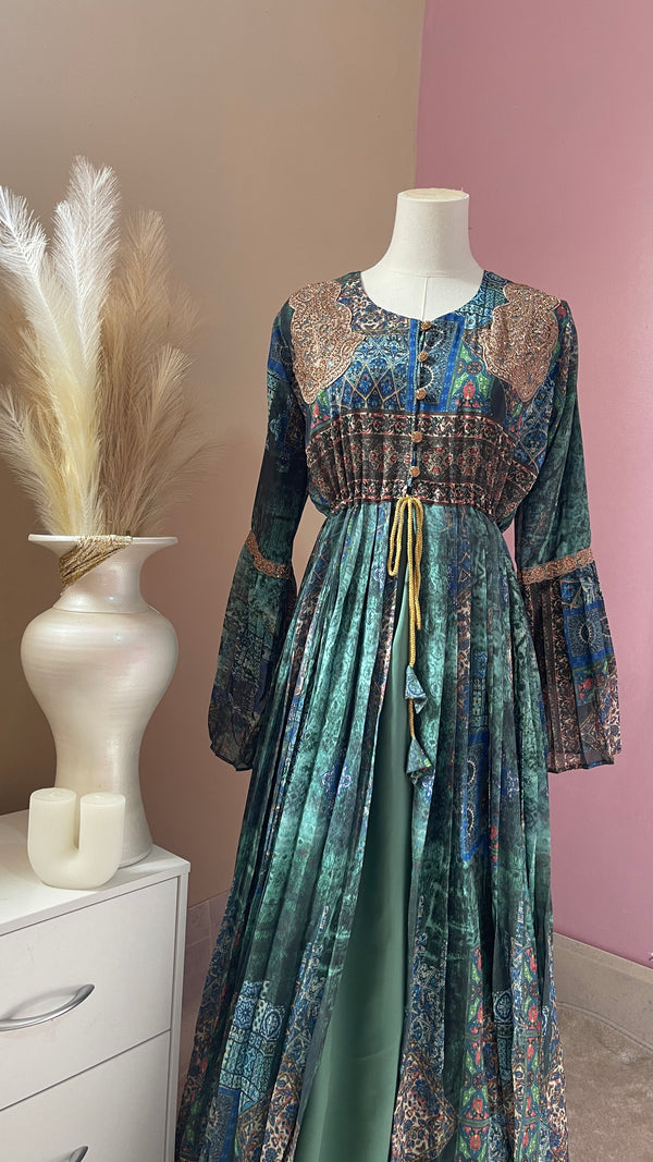 Printed Green Elegant Abaya