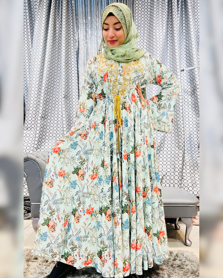 Printed Mint Floral - Aizacloset